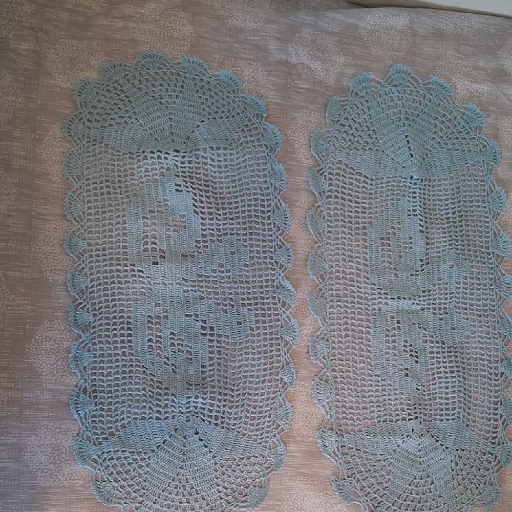 Elegant Blue Crochet Bath Mat Set